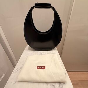 STAUD Glossy Black Shoulder Bag